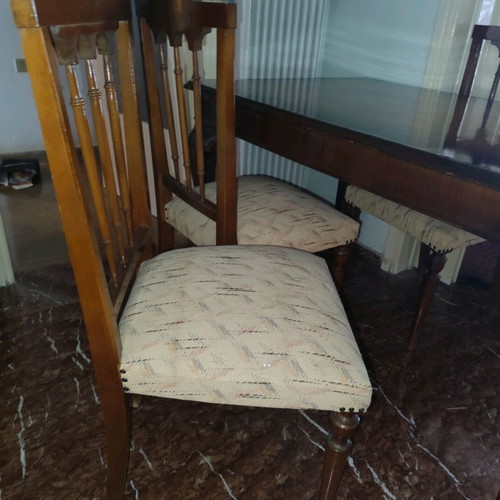 Classic solid wood dining table with six chairs used in very good condition