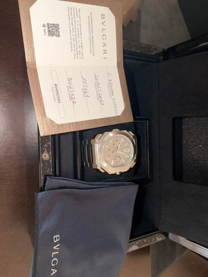 Bulgari Octo Finissimo Chronograph GMT καινούργιο ανδρικό ρολόι ασημί