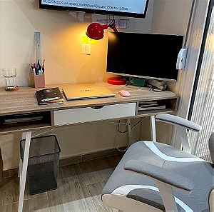Γραφείο με ένα συρτάρι σε λευκό και φυσικό χρώμα 120x48x77 εκ
