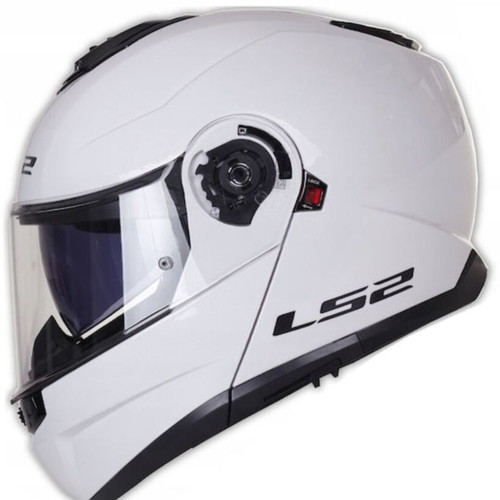 LS2 Strobe II Solid White Flip-Up Motorcycle Helmet ECE 22.06 with Sunvisor new
