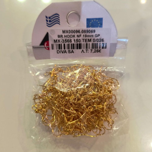 Jewellery materials for earrings new, pack of 150 gold-plated hooks