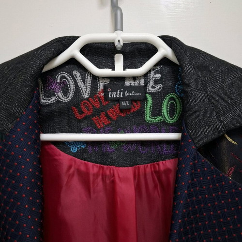 Modern coat new, size L, multicolored