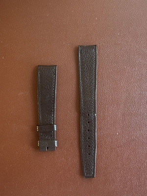 Omega vintage leather watch strap used, black, 17mm