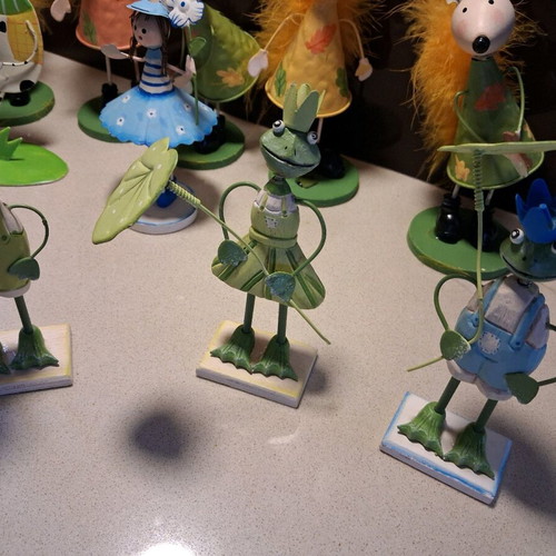 Vintage decorative figures set of 16, wood and metal, new