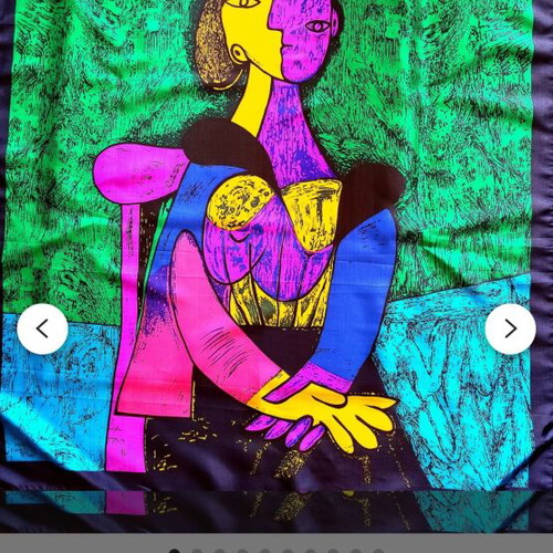 Picasso vintage scarf used, 90’s art with signature and colors
