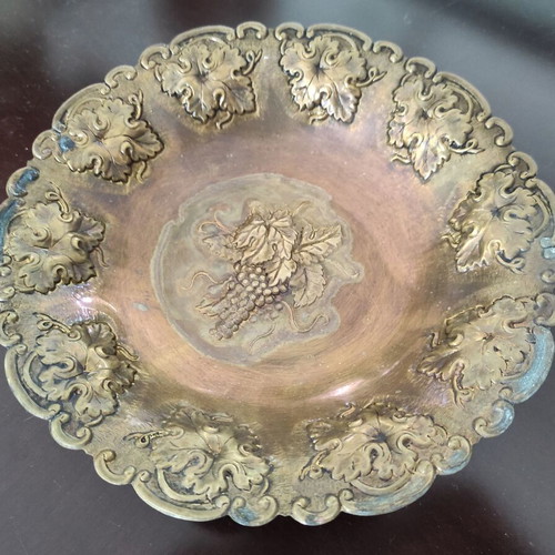 Copper carved grape bowl used