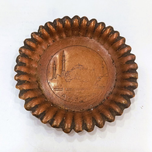 Copper souvenir plate Ayasofya hand-etched, like new