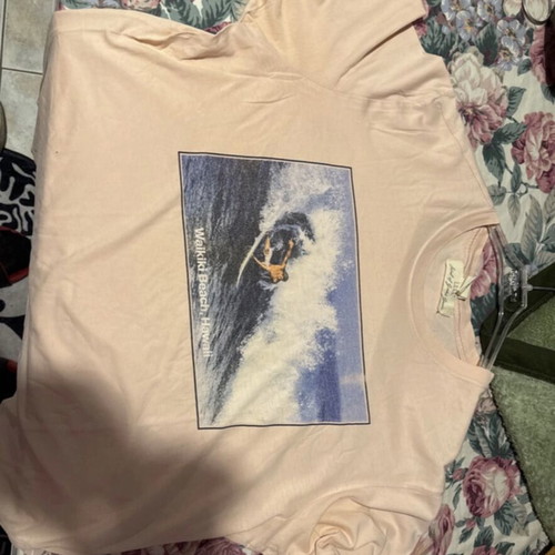 Short-sleeve shirt with design used, size L, beige
