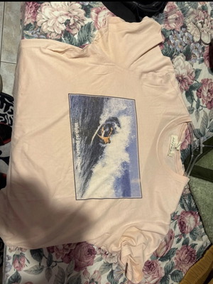 Short-sleeve shirt with design used, size L, beige