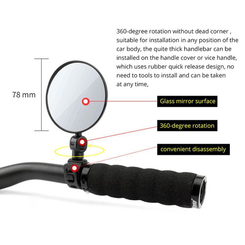 Bicycle rearview mirror new, 360-degree rotation