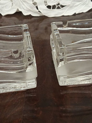 Crystal ashtrays Polar Design Hans Schmidt set of 2 used
