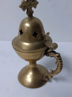 Bronze incense burner used, size 11x6
