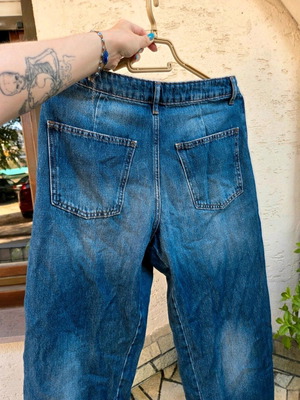Pull&Bear wide blue cropped jeans high waist loose fit new
