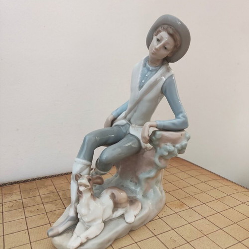 Lladró Boy with Dog porcelain figure refurbished