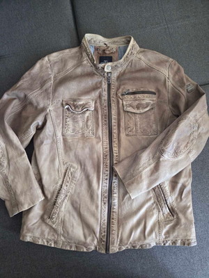 Engbers men's leather jacket, beige, size L, vintage effect