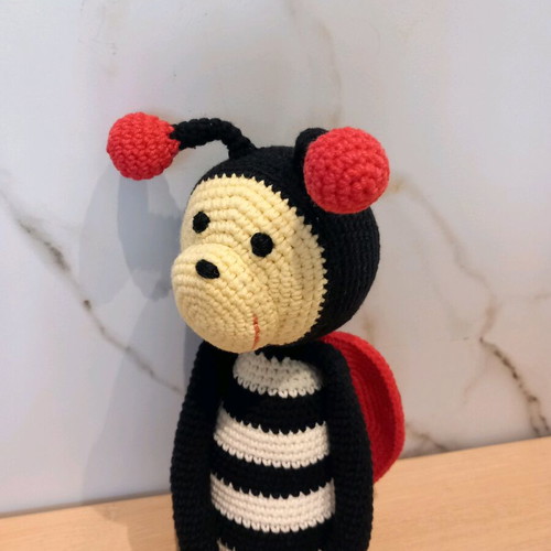 Handmade crocheted ladybug doll 40 cm new, cotton yarn
