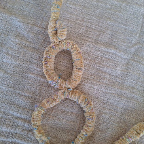 Ethnic fabric necklace pastel yellow made to order