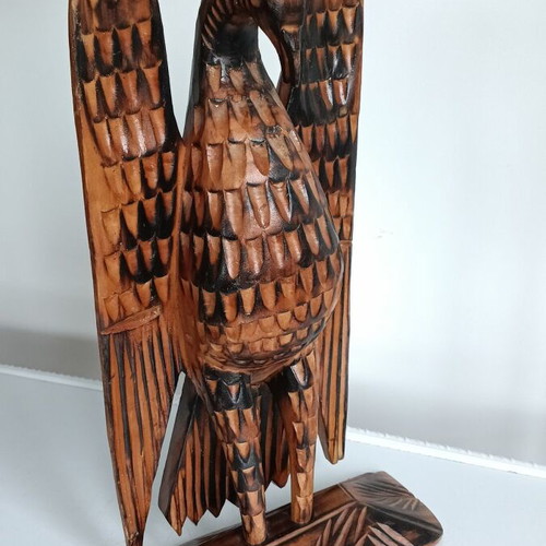 Eagle with spread wings like new, original wood carving from Tryavna