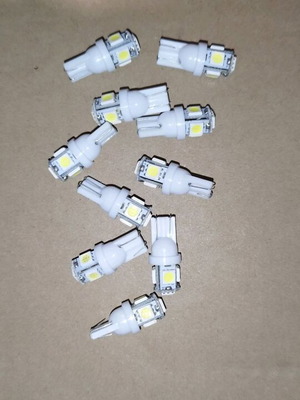 LED T10 5SMD car bulbs new, pack of 10, white