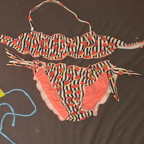Children's swimsuit striped with watermelons like new