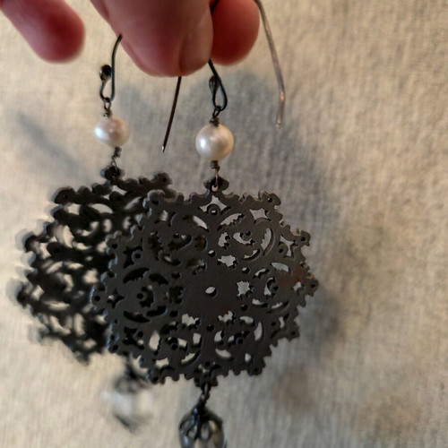 Gray long earrings like new