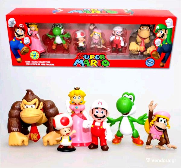 6 sillektikes figoures Super Mario + Box