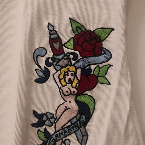Fornarina long-sleeve blouse size S like new, white embroidered