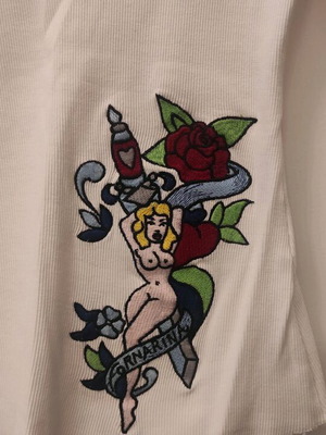Fornarina long-sleeve blouse size S like new, white embroidered