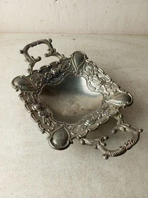 Carved silver bowl with handles like new