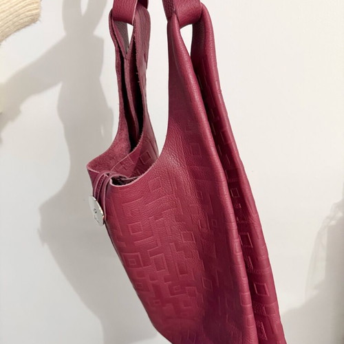 KEM red frained leather tote shoulder bag new
