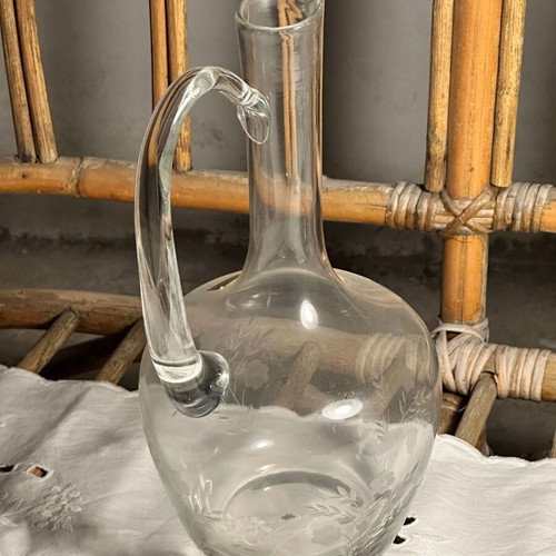 Crystal Tuscany carafe used with engraved embossed floral design