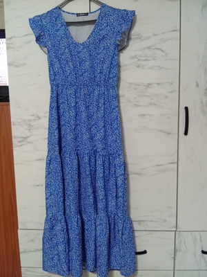 Long dress with ruffles used, blue Shein