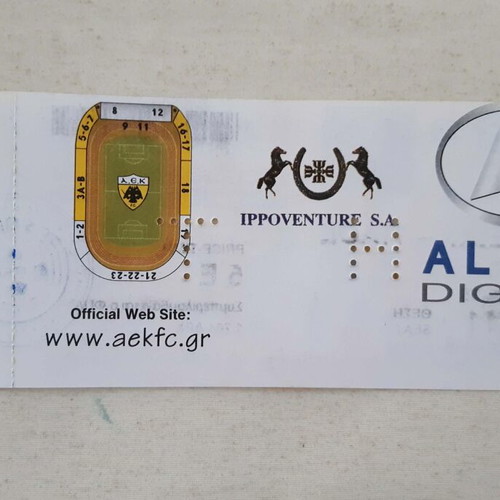 Football match ticket A.E.K. - PAOK 2002 used