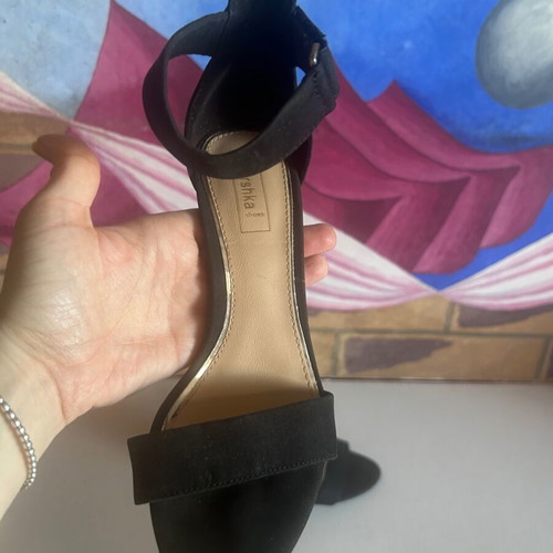 Bershka Y2K black suede high-heeled sandals like new, size 36