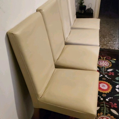 Habitat dining chairs like new, leather upholstery, solid elm frame