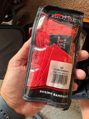 Paffen Sport hand wraps used, red, boxing bandages