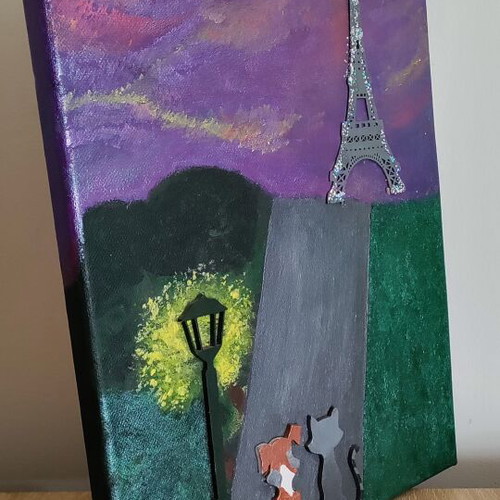 Handmade wall art with 3D details, new, 25x35 cm