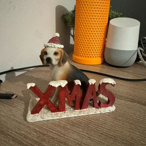 Christmas dog figurine with XMAS decoration