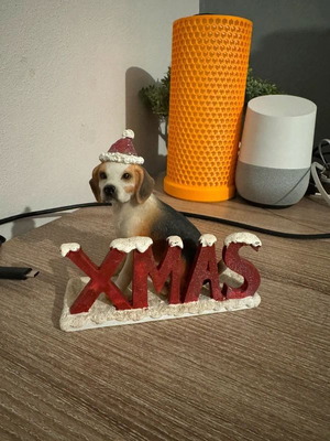 Christmas dog figurine with XMAS decoration
