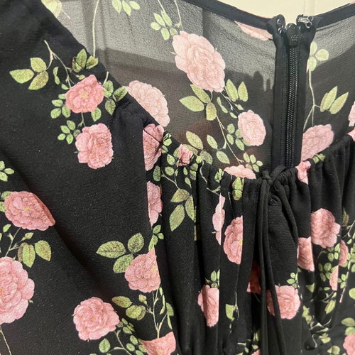 For love & lemons silk dress like new, black with floral print