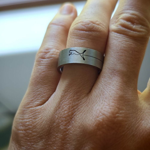 Medical Steel Ring with Puma Design, Matte Finish