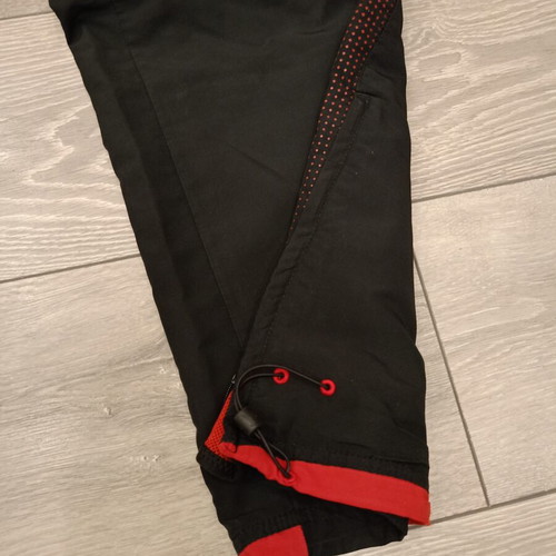 Nike Athletic Y2K Track Pants used, black with red swoosh logo
