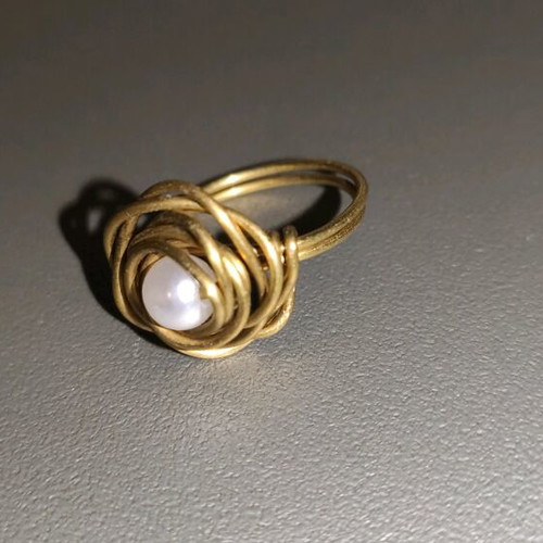 Ring new handmade from brass gold-colored