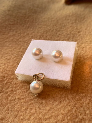 Pearl earrings and pendant set new hypoallergenic