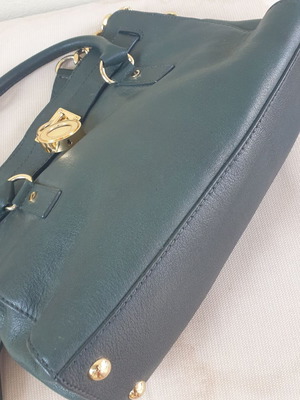 Michael Kors leather bag, cypress green with gold details