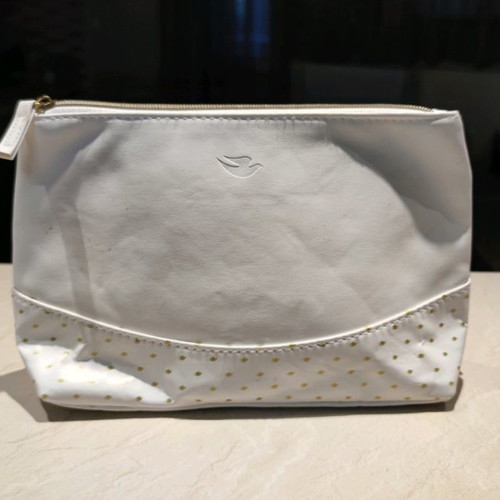 Vichy and Dove toiletry bags new, white, spacious