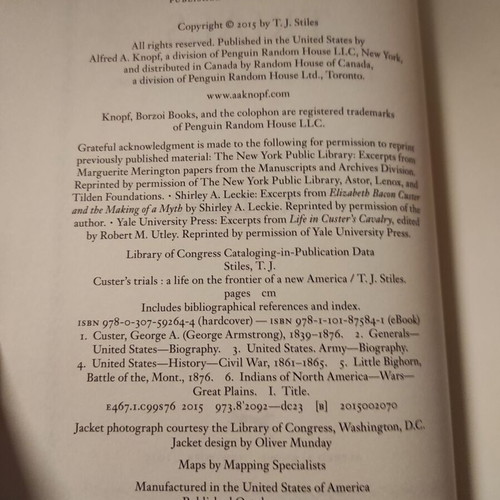 Custer's Trials war biography hardcover, like new, Pulitzer