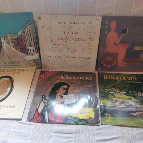 Vinyl records used, pack of 10, 7 Greek and 3 foreign