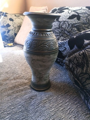 Vase new decorative ceramic with marble effect and relief ornaments