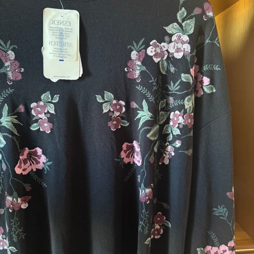 Black blouse with flowers new, size XXXL